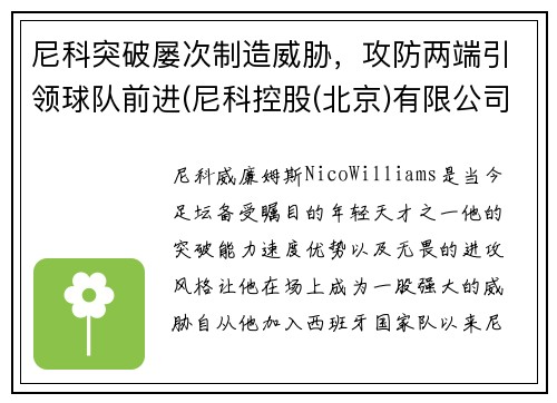 尼科突破屡次制造威胁，攻防两端引领球队前进(尼科控股(北京)有限公司)
