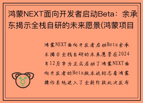 鸿蒙NEXT面向开发者启动Beta：余承东揭示全栈自研的未来愿景(鸿蒙项目)