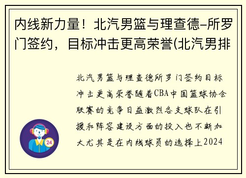 内线新力量!北汽男篮与理查德-所罗门签约,目标冲击更高荣誉(北汽男排最新消息李牧) 内线新力量!北汽男篮与理查德-所罗门签约,目标冲击更高荣誉(北汽男排最新消息李牧)